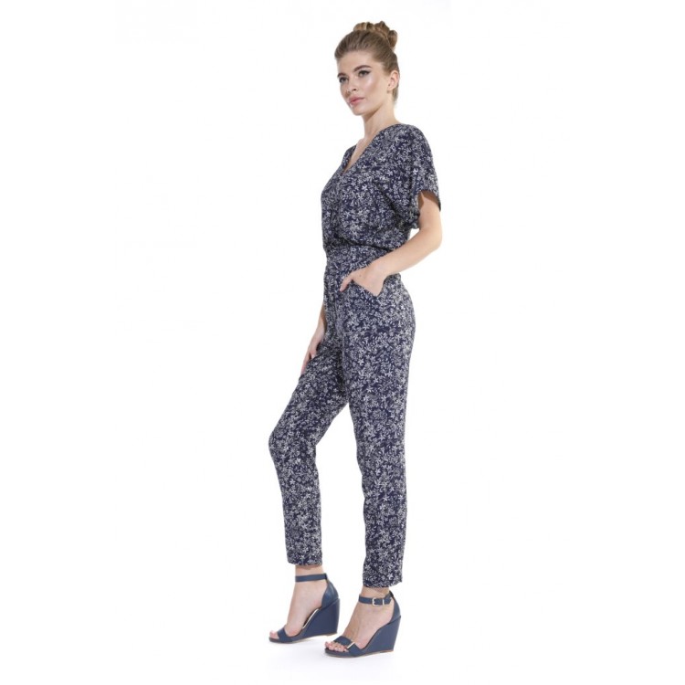 Комбинезон из натурального штапеля 225 Bleu magique dark blue, PECHE MONNAIE