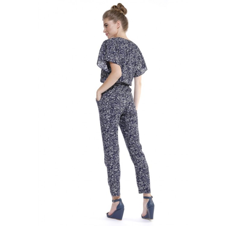 Комбинезон из натурального штапеля 225 Bleu magique dark blue, PECHE MONNAIE