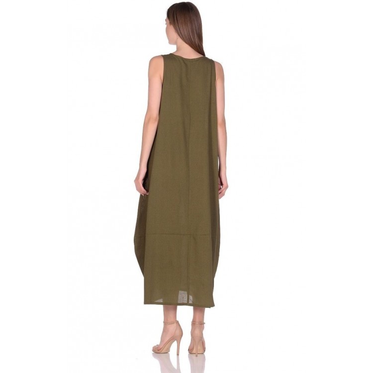 Платье женское летнее льняное 229 Be Free - olive, PECHE MONNAIE