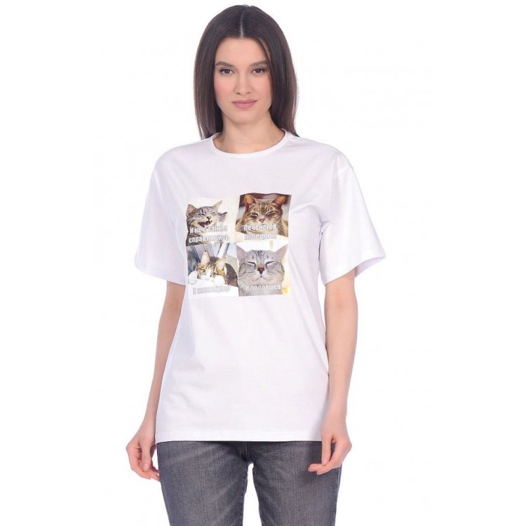 Белая футболка хлопковая женская 232 White, PECHE MONNAIE
