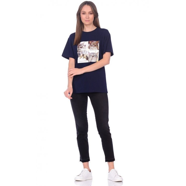 Футболка хлопковая женская 232 Blue, PECHE MONNAIE