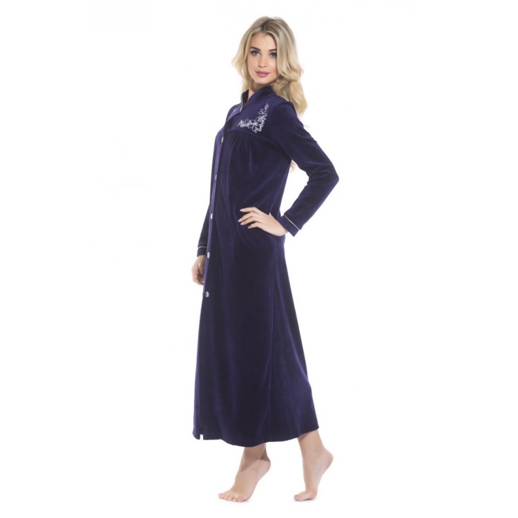 Длинный женский велюровый халат AURORE 391 aubergine, PECHE MONNAIE