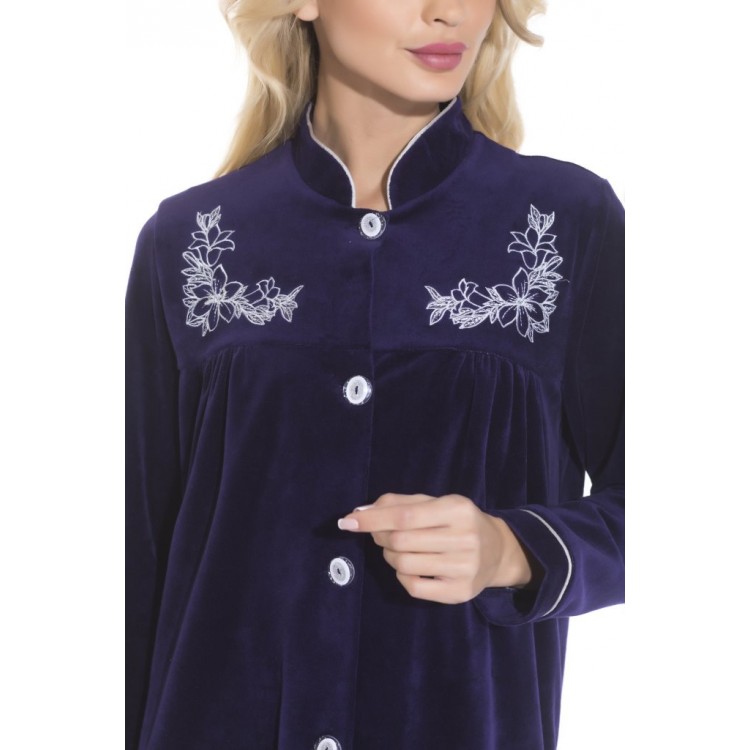 Длинный женский велюровый халат AURORE 391 aubergine, PECHE MONNAIE