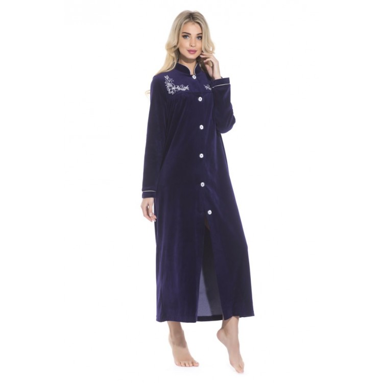Длинный женский велюровый халат AURORE 391 aubergine, PECHE MONNAIE