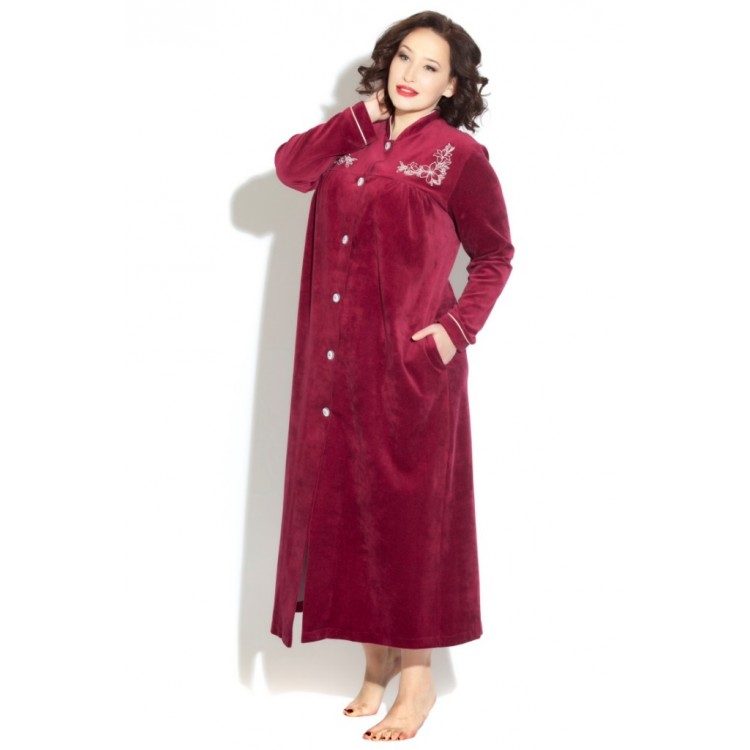 Длинный женский велюровый халат AURORE 391cerise, PECHE MONNAIE