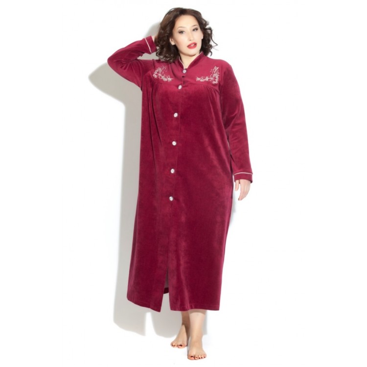 Длинный женский велюровый халат AURORE 391cerise, PECHE MONNAIE