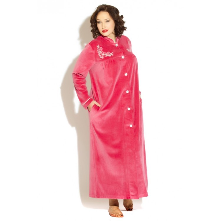 Длинный женский велюровый халат AURORE 391roses, PECHE MONNAIE