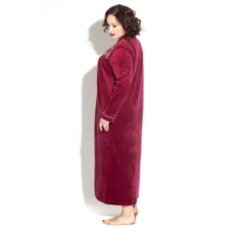 Длинный женский велюровый халат AURORE 391cerise, PECHE MONNAIE