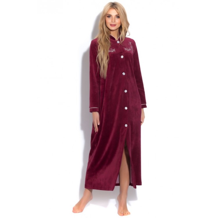 Длинный женский велюровый халат AURORE 391cerise, PECHE MONNAIE