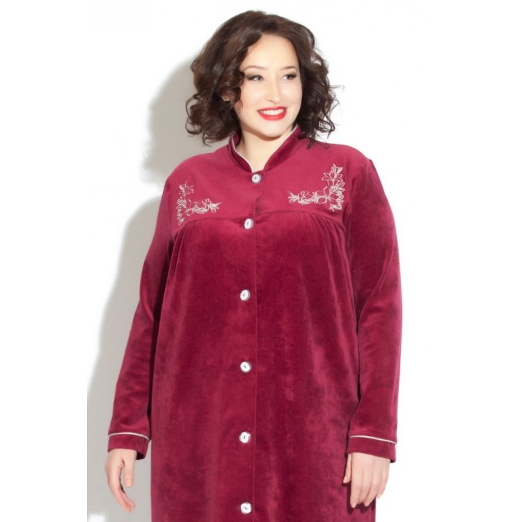 Длинный женский велюровый халат AURORE 391cerise, PECHE MONNAIE