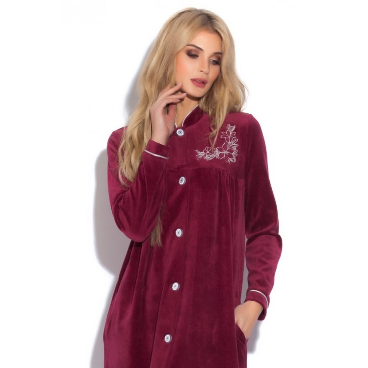 Длинный женский велюровый халат AURORE 391cerise, PECHE MONNAIE