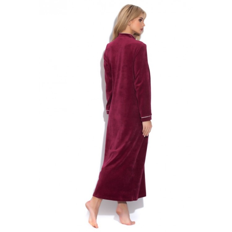 Длинный женский велюровый халат AURORE 391cerise, PECHE MONNAIE