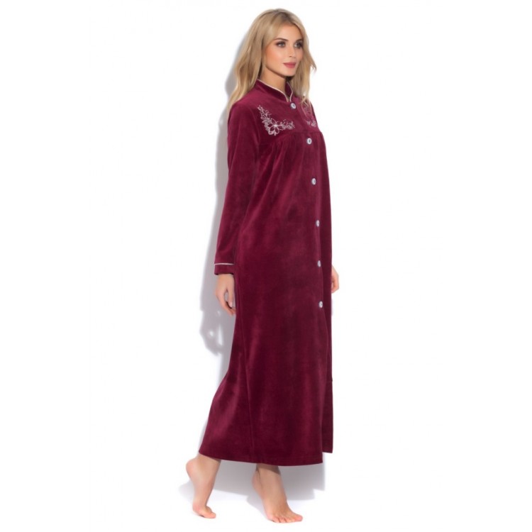 Длинный женский велюровый халат AURORE 391cerise, PECHE MONNAIE