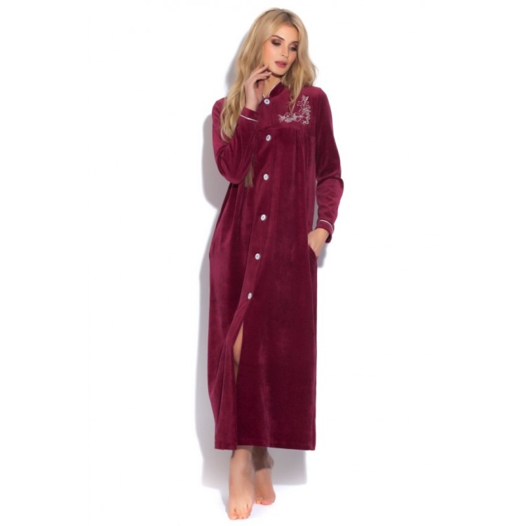 Длинный женский велюровый халат AURORE 391cerise, PECHE MONNAIE