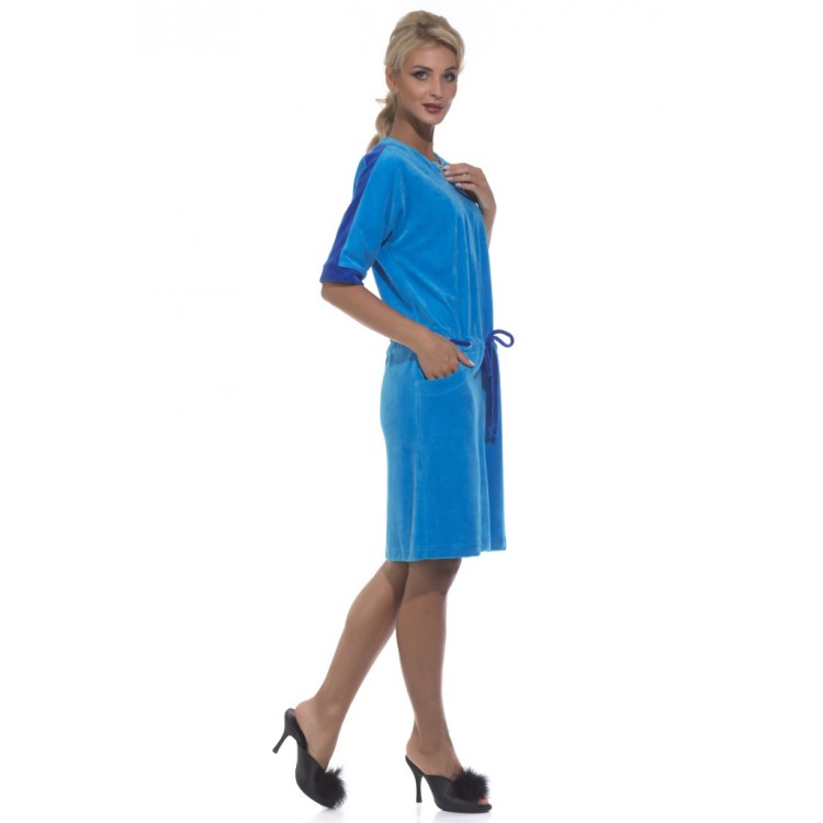Женский велюровый халат на молнии Pretty 392-blue, PECHE MONNAIE