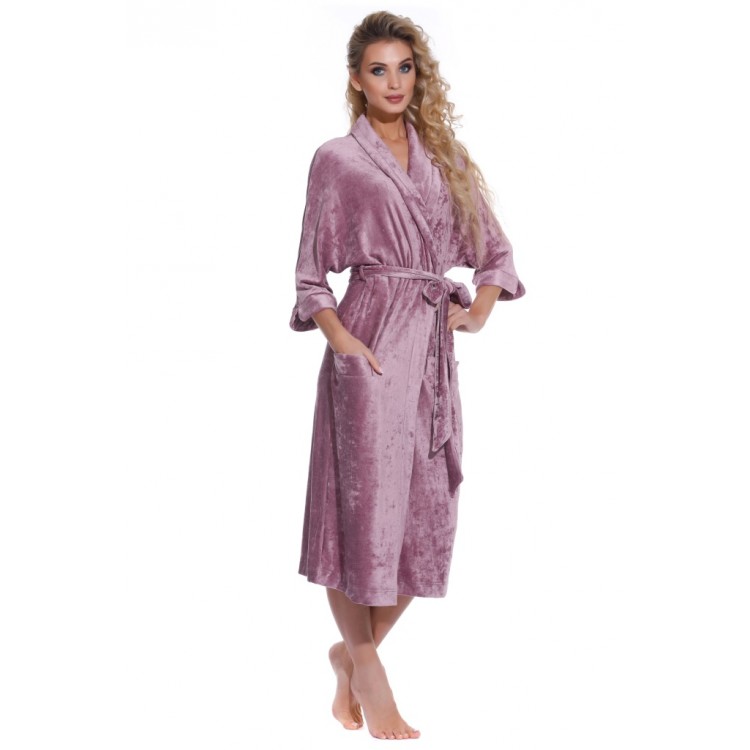 Женский велюровый халат 398 Expressive plum, PECHE MONNAIE