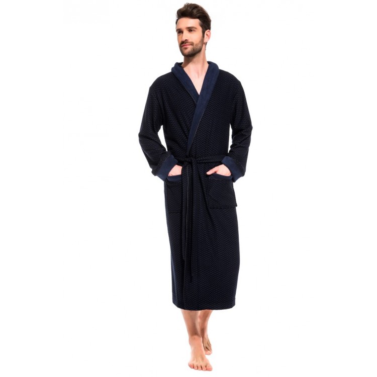 Облегченный махровый халат из бамбука 419 Organique Bamboo blue, PECHE MONNAIE