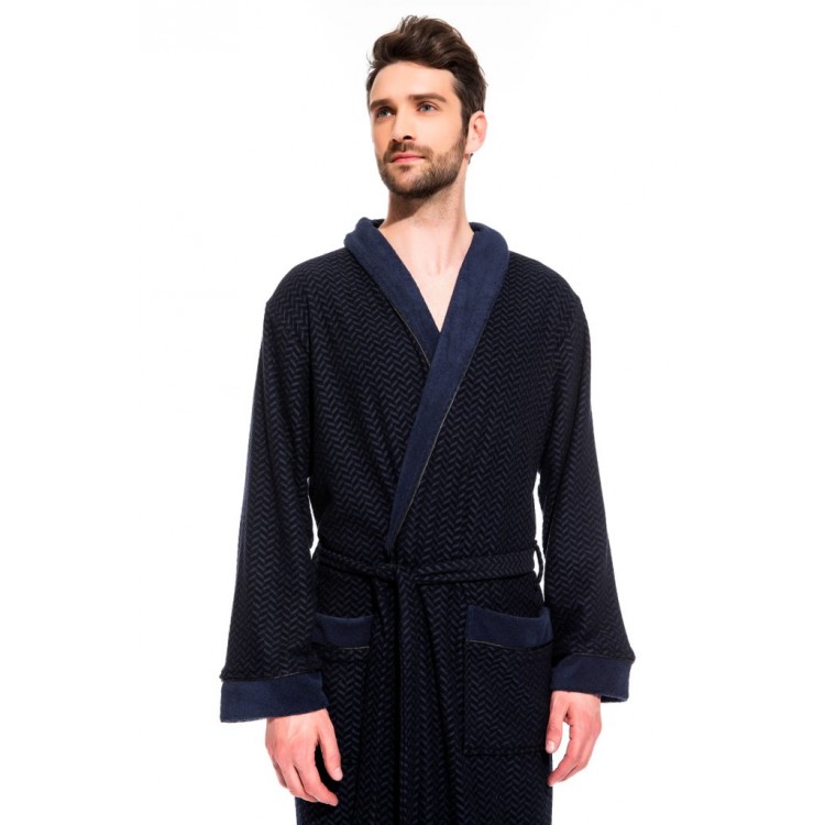 Облегченный махровый халат из бамбука 419 Organique Bamboo blue, PECHE MONNAIE