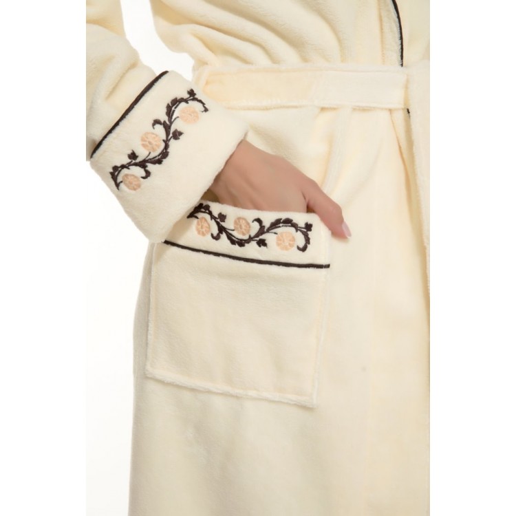 Длинный женский махровый халат 709 cream Caramélé, PECHE MONNAIE