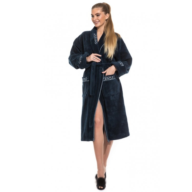 Длинный женский махровый халат 709 sapfir Caramélé, PECHE MONNAIE