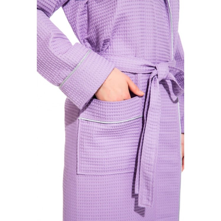 Женский вафельный халат 721 Naturel lilac, PÊCHE MONNAIE Женский вафельный халат 721 Naturel lilac, PÊCHE MONNAIE