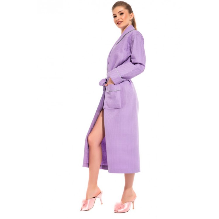 Женский вафельный халат 721 Naturel lilac, PÊCHE MONNAIE Женский вафельный халат 721 Naturel lilac, PÊCHE MONNAIE