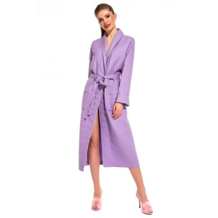 Женский вафельный халат 721 Naturel lilac, PÊCHE MONNAIE