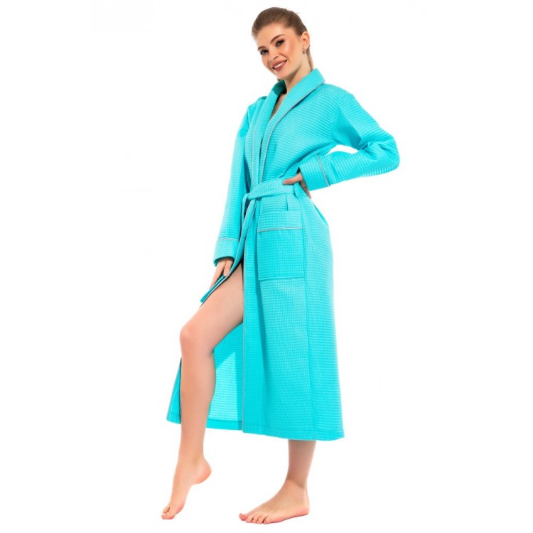 Женский вафельный халат 721 Naturel mint, PÊCHE MONNAIE