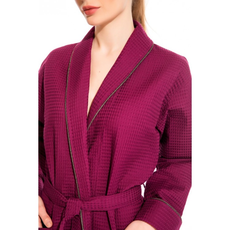 Женский вафельный халат 721 Naturel plum, PÊCHE MONNAIE