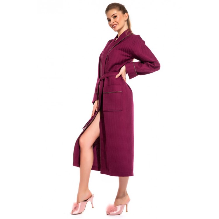 Женский вафельный халат 721 Naturel plum, PÊCHE MONNAIE