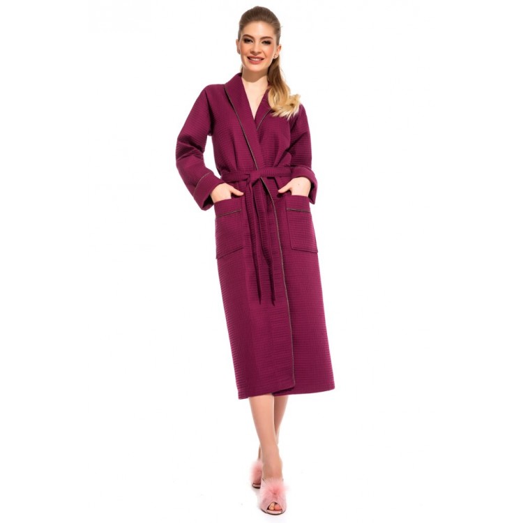 Женский вафельный халат 721 Naturel plum, PÊCHE MONNAIE