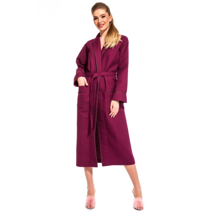 Женский вафельный халат 721 Naturel plum, PÊCHE MONNAIE