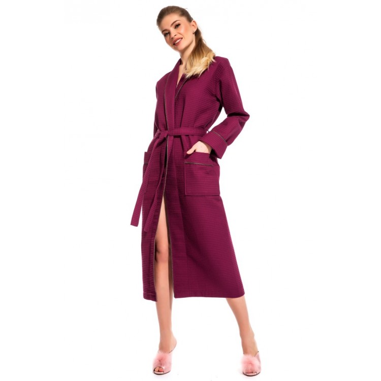 Женский вафельный халат 721 Naturel plum, PÊCHE MONNAIE