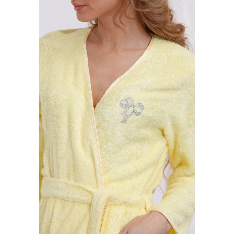 Длинный женский  махровый халат из бамбука 722 limon Shine, PECHE MONNAIE