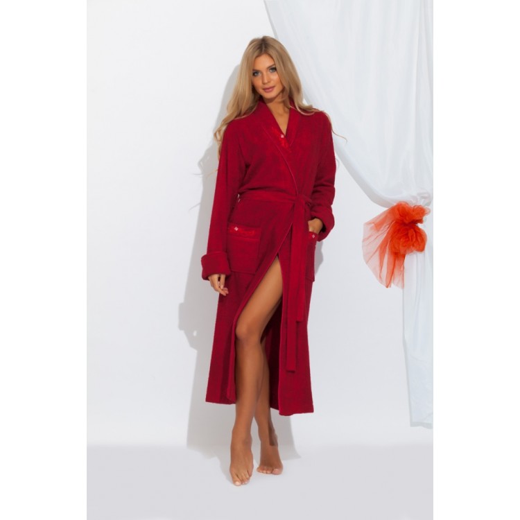 Длинный бамбуковый халат725 bordo LILY, PECHE MONNAIE