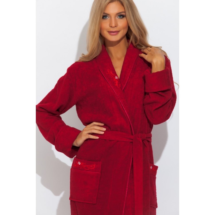 Длинный бамбуковый халат725 bordo LILY, PECHE MONNAIE