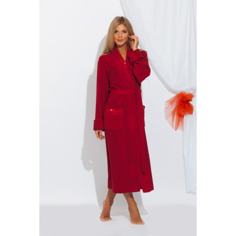 Длинный бамбуковый халат725 bordo LILY, PECHE MONNAIE