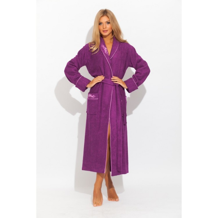 Длинный бамбуковый халат725 violet  LILY, PECHE MONNAIE