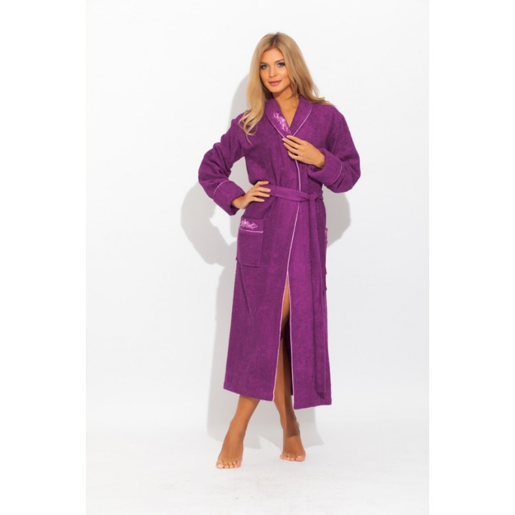 Длинный бамбуковый халат725 violet  LILY, PECHE MONNAIE