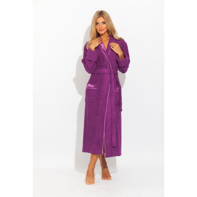 Длинный бамбуковый халат725 violet  LILY, PECHE MONNAIE