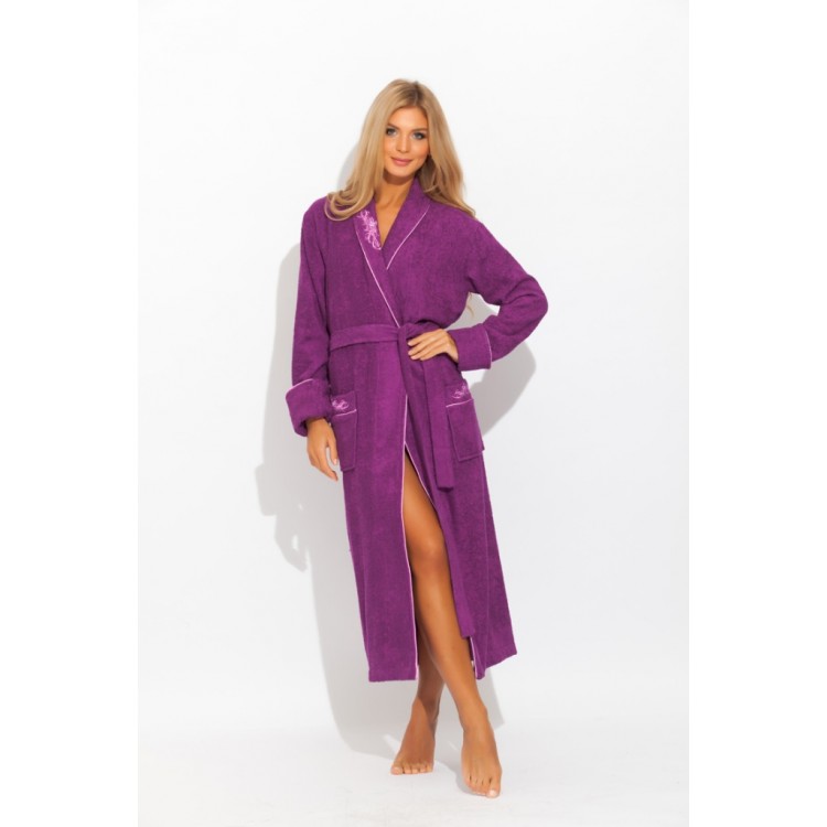 Длинный бамбуковый халат725 violet  LILY, PECHE MONNAIE
