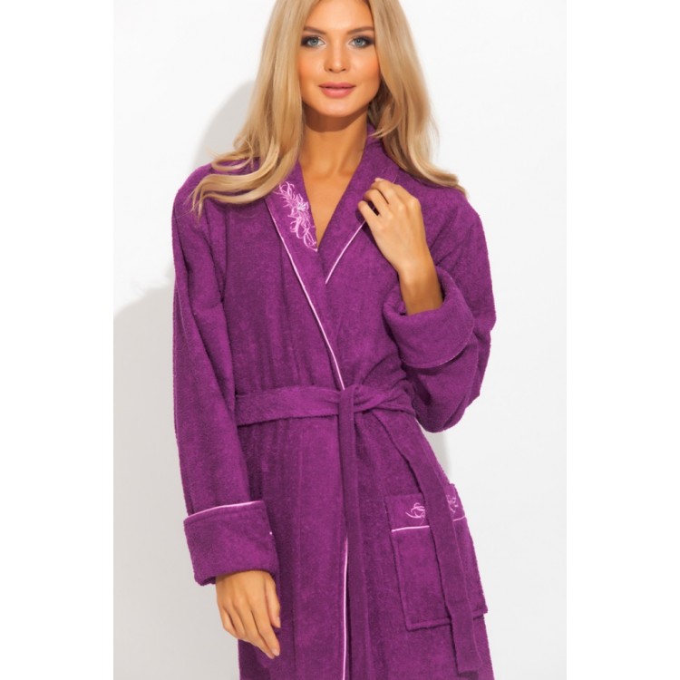 Длинный бамбуковый халат725 violet  LILY, PECHE MONNAIE