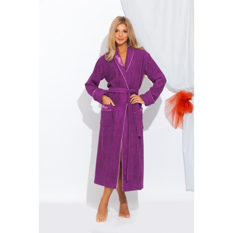 Длинный бамбуковый халат725 violet  LILY, PECHE MONNAIE