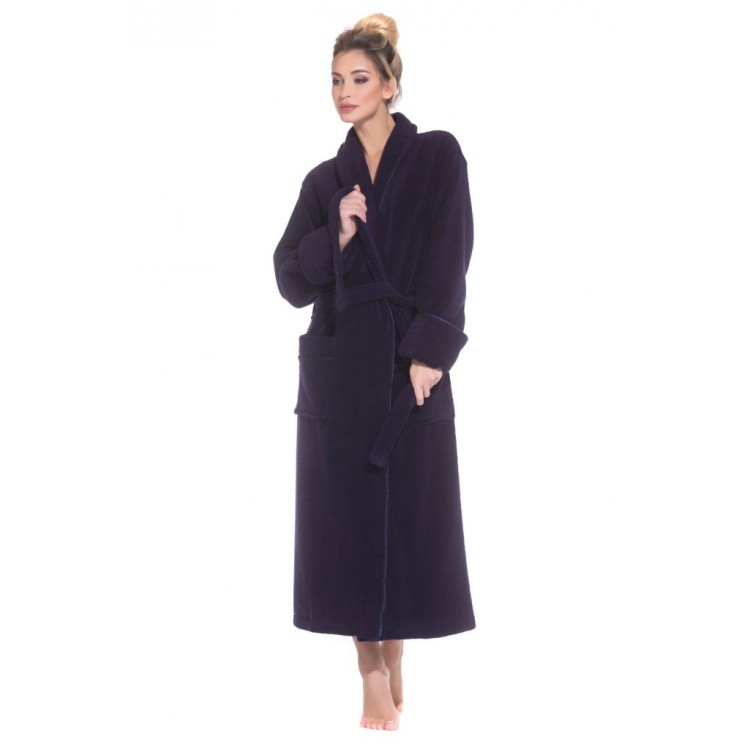 Длинный женский махровый халат из микро-коттона PAOLA 730/920чернильный, PECHE MONNAIE