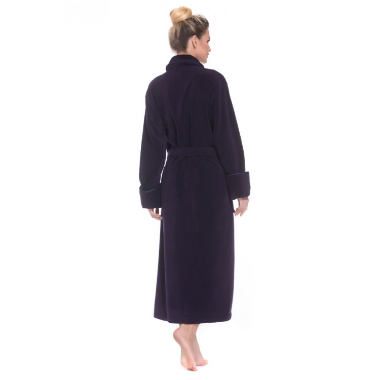 Длинный женский махровый халат из микро-коттона PAOLA 730/920чернильный, PECHE MONNAIE