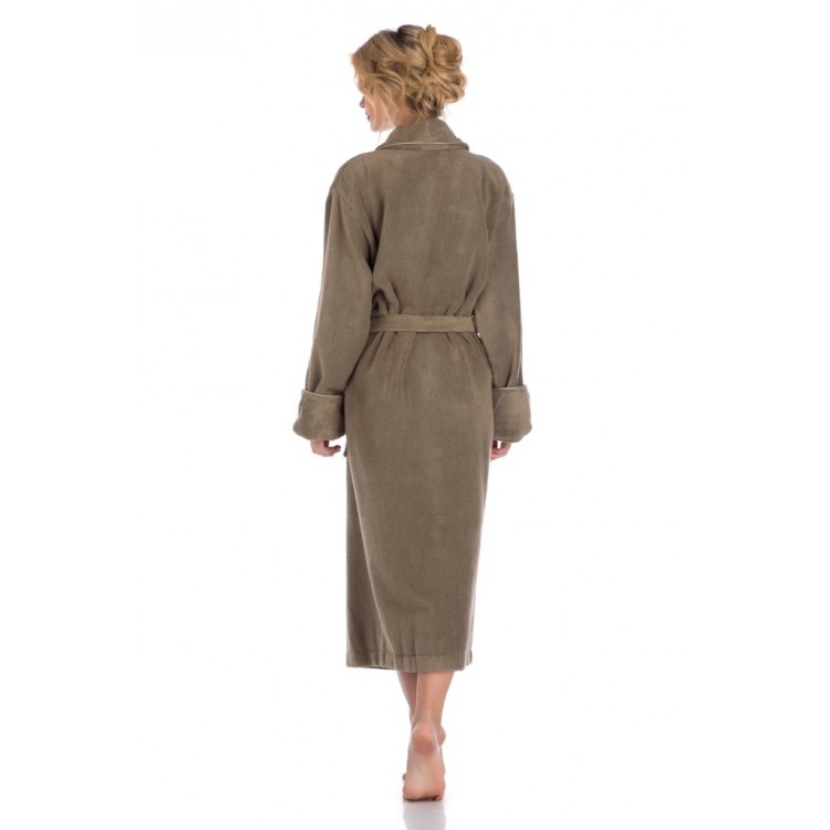 Длинный женский махровый халат из микро-коттона PAOLA 920olives, PECHE MONNAIE