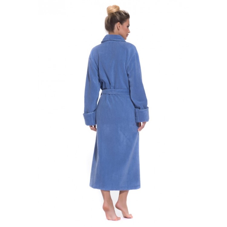 Длинный женский махровый халат из микро-коттона PAOLA 920azure, PECHE MONNAIE