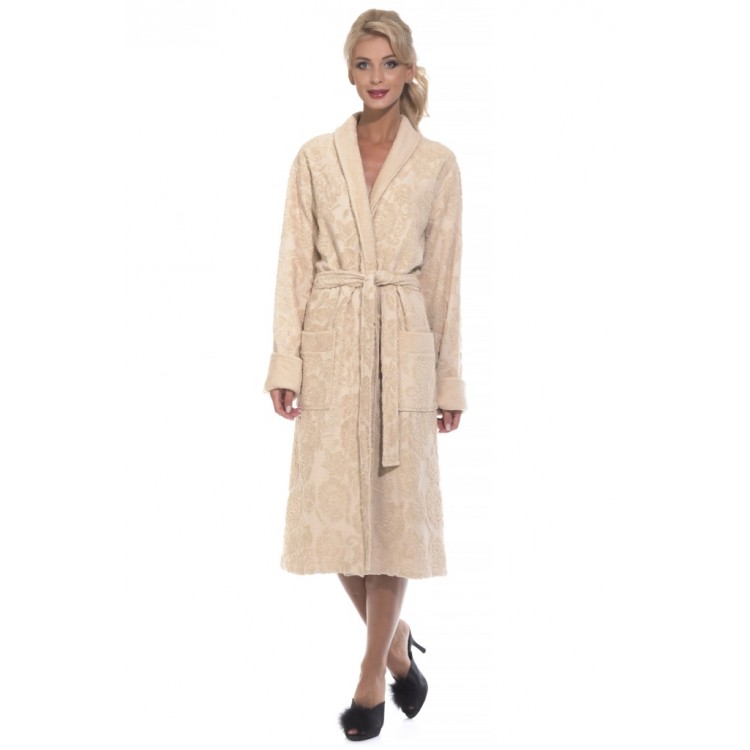 Легкий махровый халат 731-beige Casharel, PECHE MONNAIE