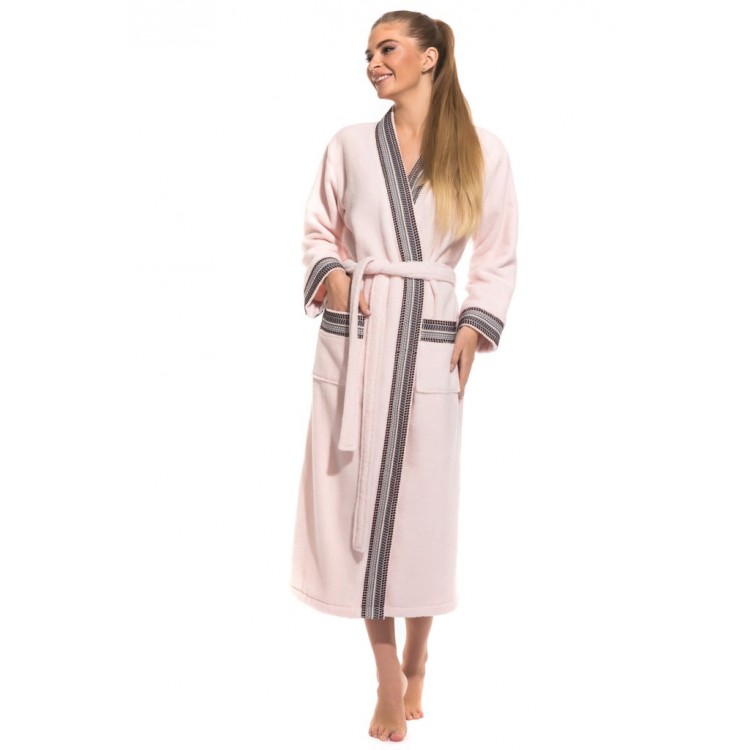 Халат женский махровый 733 Élégance pink, PÊCHE MONNAIE