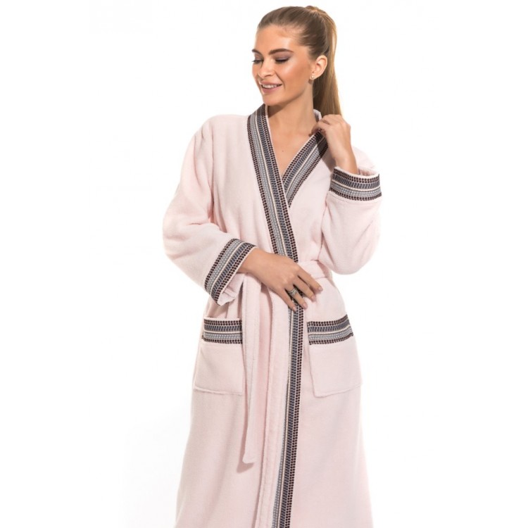 Халат женский махровый 733 Élégance pink, PÊCHE MONNAIE